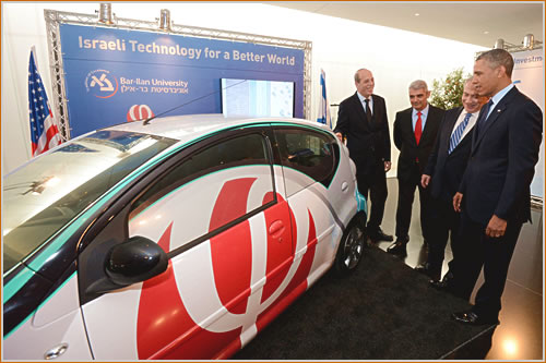 Pres Obama and PM Netanyahu learned more about the BIU Aluminum-Air battery for electric cars from its developer BIU Prof. Arie Zaban