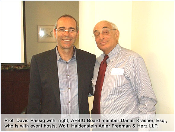 Prof. David Passig and AFBIU Board member Daniel Krasner, Esq.
